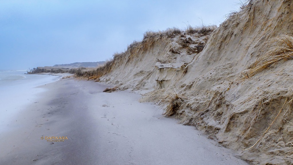 Storm damage at Duck Harbor beach, Wellfleet, Cape Cod. © Dapixara 2019 Cape Cod coastal erosion photos.