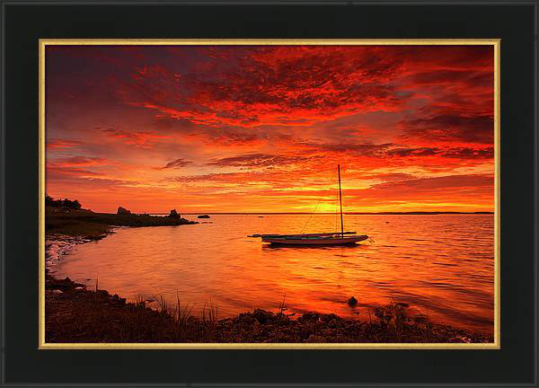 (Framed) Electrified Ocean sunrise framed Prints Wall Art decor Dapixara