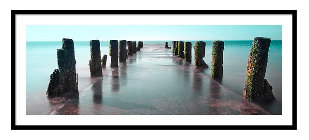 Canvas print or framed print of “Sea Green Old Pier Panorama”. Your canvas / framed print will be delivered to you “ready to hang” with pre-attached hanging wire, mooting hooks and nails. Recommended Size: 60.00 x 21.375. Order Canvas or framed Print from dapixara.com