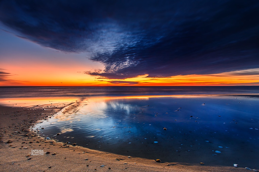 This morning's magic sunrise over the Ocean at Nauset beach. Orleans, Massachusetts. © Dapixara Cape Cod photos. https://dapixara.com