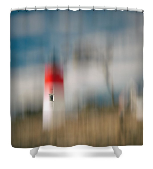 “Nauset Light Abstract” shower curtains are made from 100% polyester fabric and include 12 holes at the top of the curtain for simple hanging from your own shower curtain rings. The total dimensions of each shower curtain are 71” wide x 74” tall. Order Nautical Shower Curtain from dapixara.com