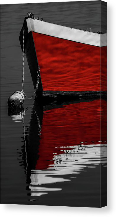 Black and white wall art, Canvas print Red Boat 2 by Dapixara