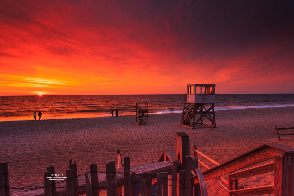 Cape Cod, Massachusetts, Orleans. Out of the ordinary sunrise and red sky Today at Nauset beach. Photo by Dapixara https://dapixara.com