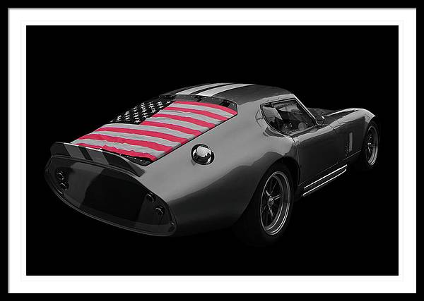 Shelby Daytona: Classic Car framed art print for sale - Black and white photography with red.