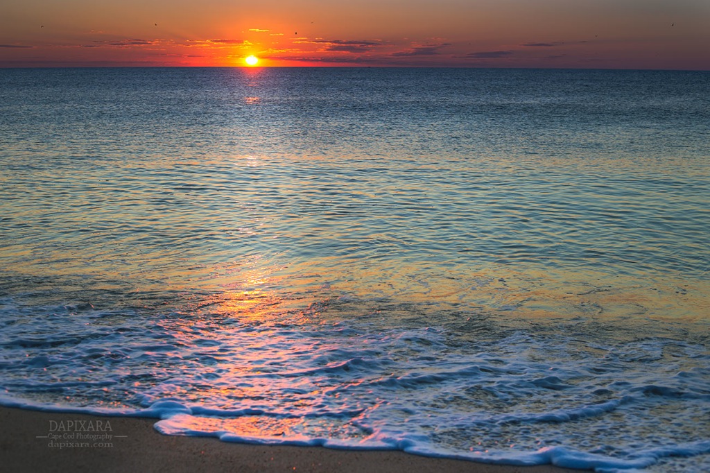 Sunrise on Cahoon Hollow beach in Wellfleet, Massachusetts. August 2016. Dapixara Cape Cod photography Art.