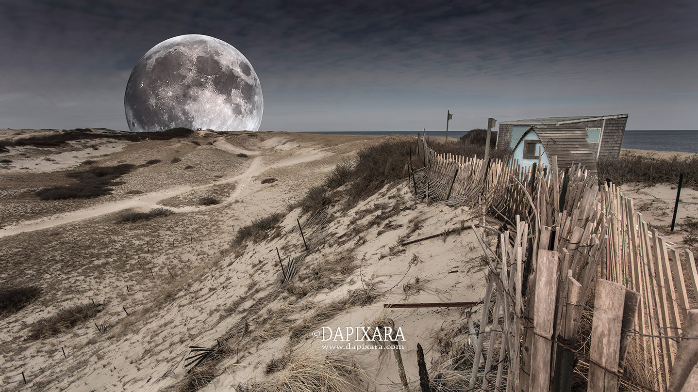 Supermoon over dunes of provincetown. Photo by Cape Cod photographer Dapixara.