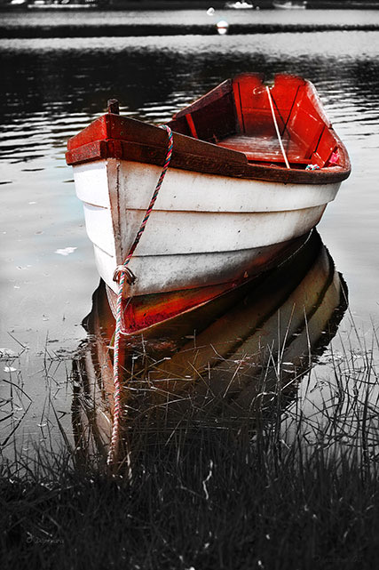 Framed Red Boat print for sale by Dapixara
