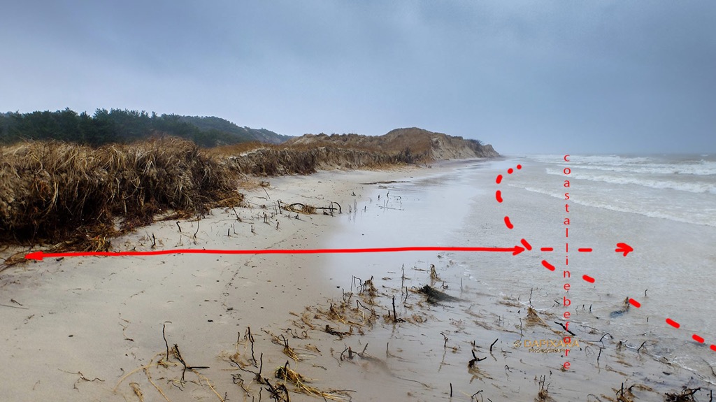 Due to the impacts of the January storms in 2019 where we lost quite a bit of san dune through erosion.. The damage after brutal winter storm at Duck Harbor beach, Wellfleet, Cape Cod. January 24, 2019.