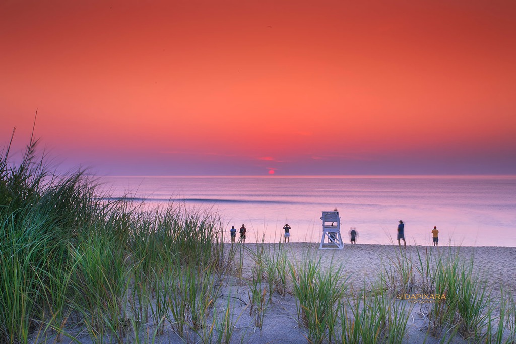 cape cod national seashore hot sunrise before storm. The same beach before storm, 2018 summer. © Dapixara.