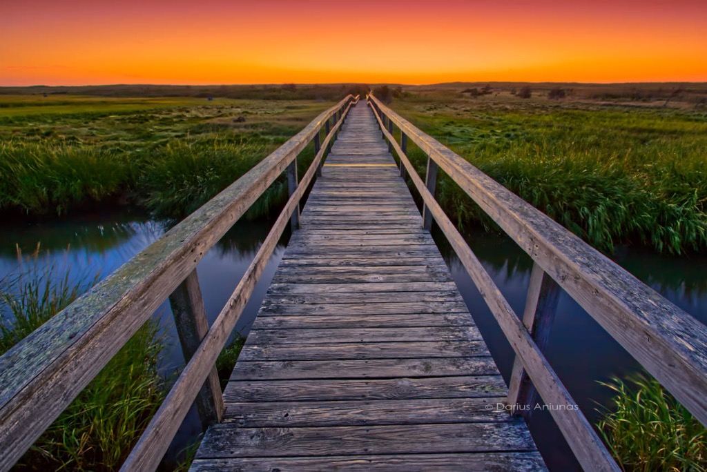 Sunrise over salt march boardwalk in Orleans, Cape Cod. cape Cod Coastal landscape photography by Dapixara - Darius Aniunas.