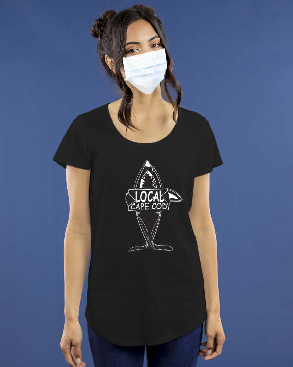 #StayHome Cape Cod. cape cod shark t-shirts cape cod shark sticker. cape_cod_shark_womens_tshirt_face_mask