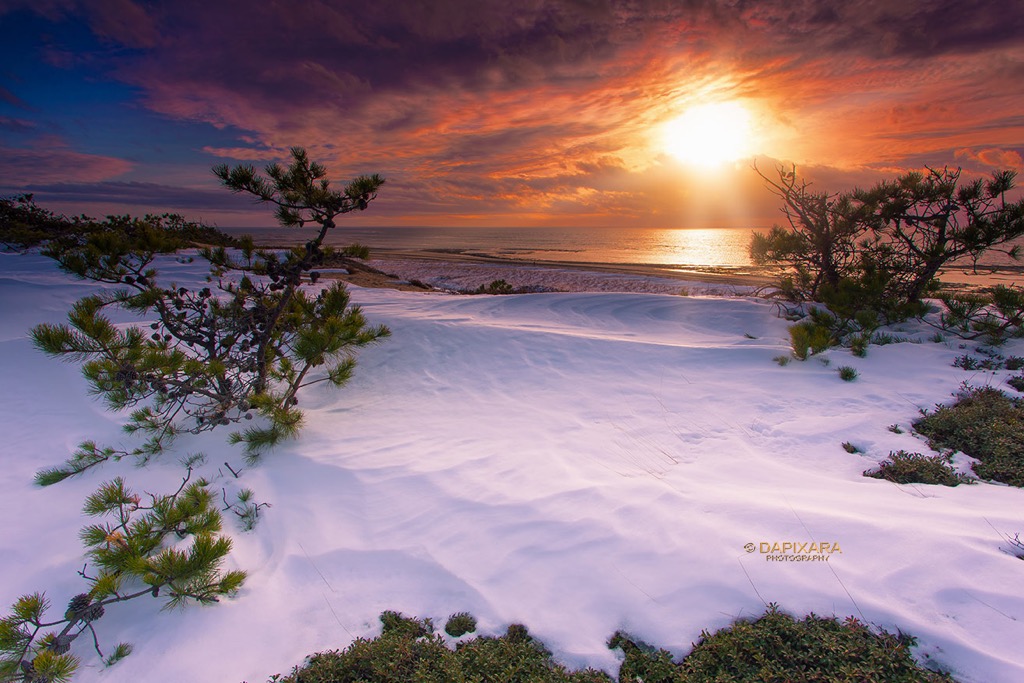 Duck Harbor beach, Wellfleet, Cape Cod National Seashore, winter sunset. © Dapixara - Cape Cod photography