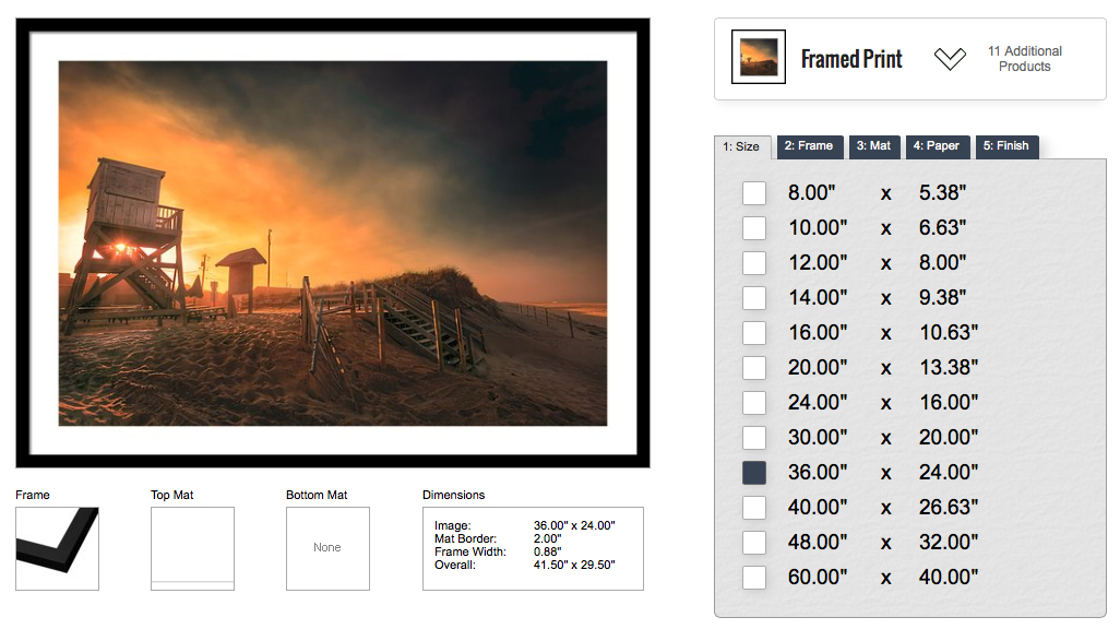 Framed beach and ocean photos for sale. Photographic prints for coastal decor!