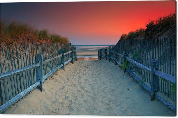 Large Landscape photography canvas print featuring the photograph Crosby Beach Entrance in Brewster, Cape Cod by D.A. - Dapixara. Size: 60.00