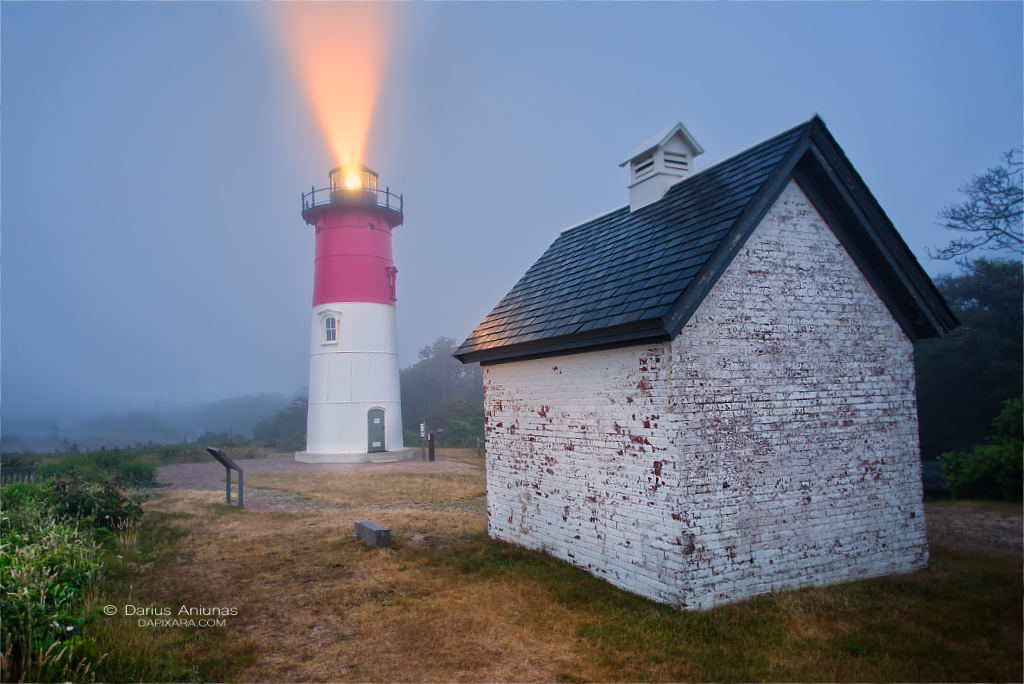 Spectacular fog today at Nauset Lighthouse! Nauset Light, Eastham, Cape Cod National Seashore.. Cape Cod today!
