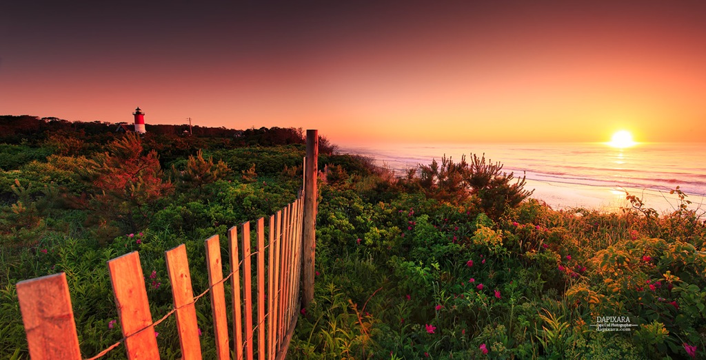 Peachy sunrise today at Nauset Light beach. Dapixara photography