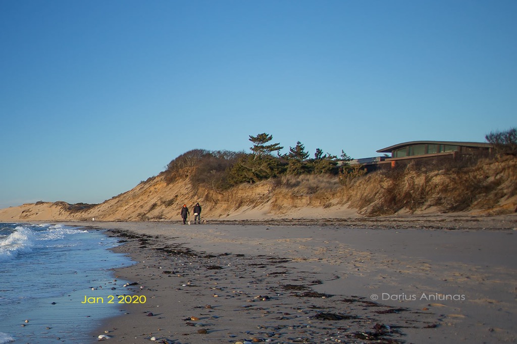 Rising Ocean and Houses on Great Island. Cliffside Home Near Collapse in Great Island, Wellfleet, Cape Cod.
