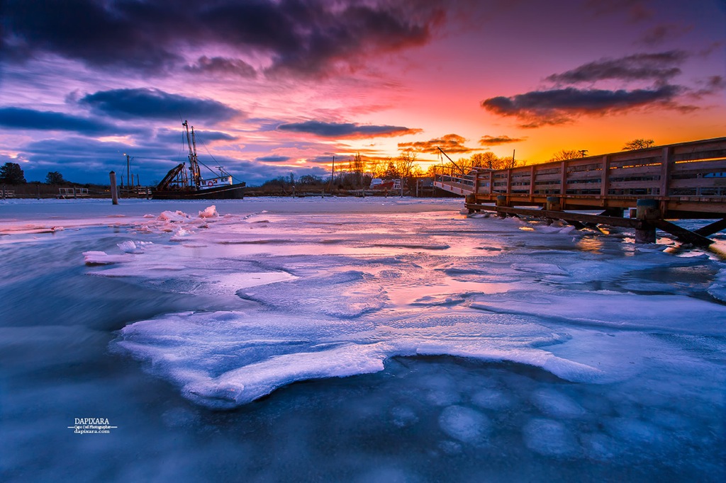 Today's icy scene from Rock Harbor in Orleans Massachusetts at sunrise. Winter in Cape Cod photos by dapixara https://dapixara.com