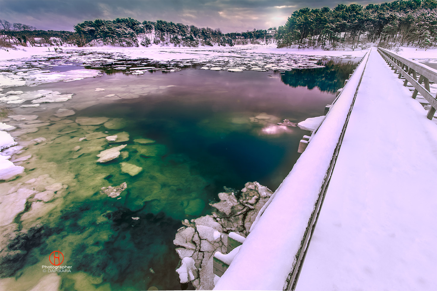 Uncle Tim's Bridge in Wellfleet, Cape Cod. Dapixara Winter photography.