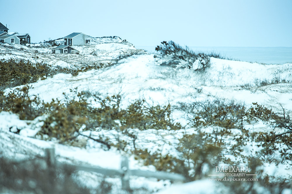 Wellfleet, MA Snow on the beach. © Dapixara.
