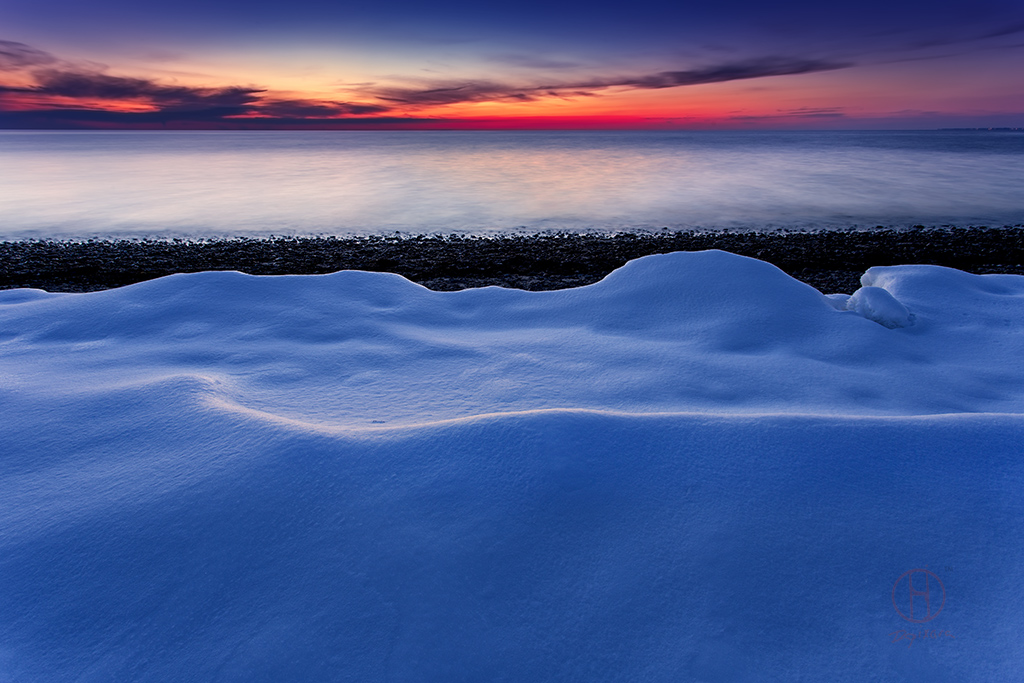 Winter sunset photo of Cape Cod beach in winter by photographer Dapixara
